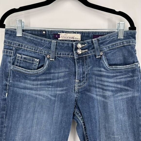 Vigoss Women's Mid-Rise Cuffed Fit Capri Jeans Blue Denim Medium Wash Size 9 - Picture 4 of 11